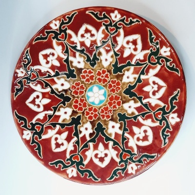 بشقاب دیوارکوب لعاب هفت رنگ قطر ۴۰ سانت کد۴