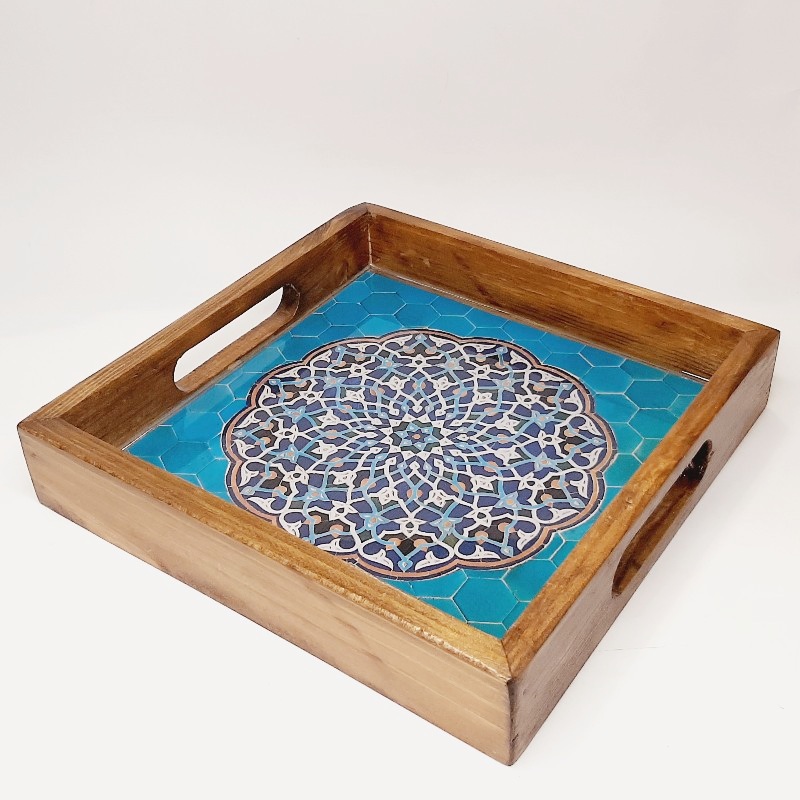 سینی چوبی مربع دکوپاژ کد ۲۲