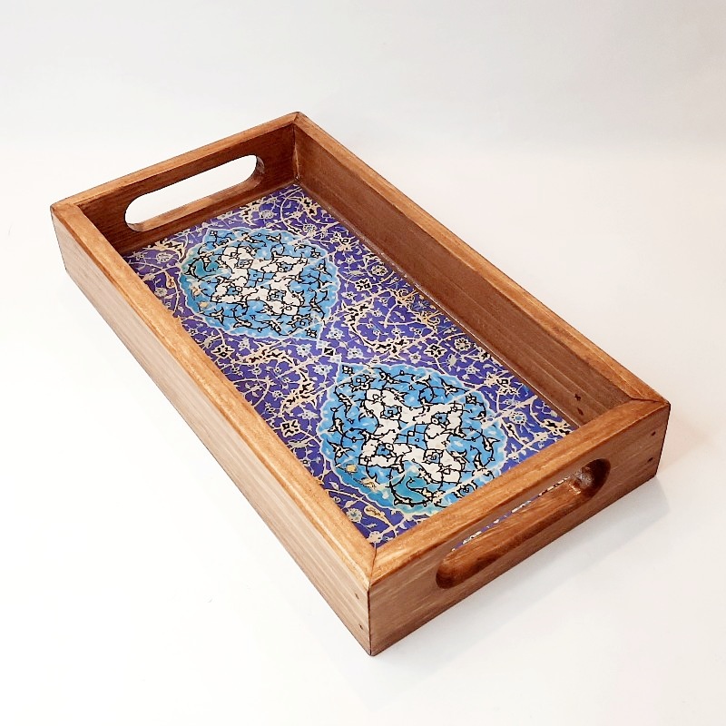 سینی چوبی مستطیل کوچک طرح سنتی کد ۰۲